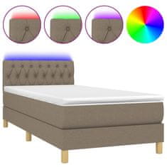 Vidaxl Box spring postelja z vzmetnico LED taupe 90x200 cm blago