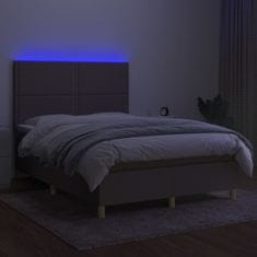 Vidaxl Box spring postelja z vzmetnico LED taupe 140x190 cm blago
