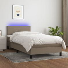 Vidaxl Box spring postelja z vzmetnico LED taupe 90x200 cm blago