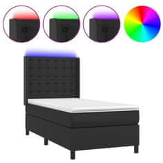 Vidaxl Box spring postelja z vzmetnico LED črn 100x200 cm umetno usnje