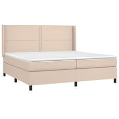 Vidaxl Box spring postelja vzmetnico LED kapučino 200x200 cm um. usnje