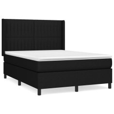 Vidaxl Box spring postelja z vzmetnico črna 140x200 cm blago
