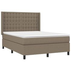 Vidaxl Box spring postelja z vzmetnico LED taupe 140x190 cm blago