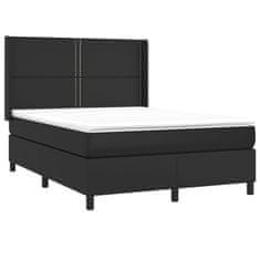 Vidaxl Box spring postelja z vzmetnico LED črna 140x200cm umetno usnje