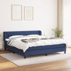 Vidaxl Box spring postelja z vzmetnico modra 160x200 cm blago