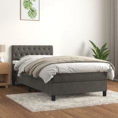 Vidaxl Box spring postelja z vzmetnico temno siva 100x200 cm žamet