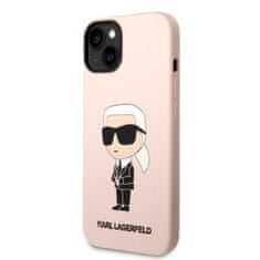 Karl Lagerfeld iphone 14 plus 6,7" trdi ovitek roza/rožnata silikonska ikona magsafe