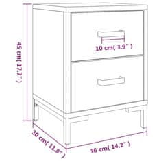 Vidaxl Nočna omarica 2 kosa 36x30x45 cm trdna borovina