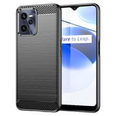 slomart carbon case etui za realme c35 upogljiv silikonski karbon ovitek črne barve