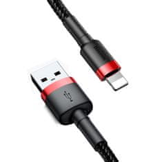 PRO Trajni prožni kabel USB Iphone Lightning QC3.0 2.4A 1M črno-rdeči kabel