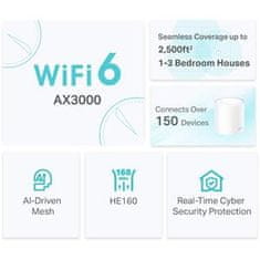 TP-Link Deco X50(1 pakiranje) - Sistem AX3000 Wi-Fi 6 Mesh za pokritost celotnega doma - HomeShield - (1 pakiranje)