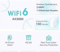 TP-Link Deco X50(1 pakiranje) - Sistem AX3000 Wi-Fi 6 Mesh za pokritost celotnega doma - HomeShield - (1 pakiranje)