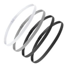 Northix 4x elastični športni trakovi za lase - črni / beli / sivi 