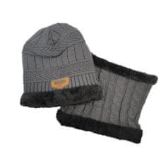 VivoVita Winter Beanie 2v1 – Termo kapa in šal, rjava/siva