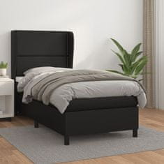 Vidaxl Box spring postelja z vzmetnico črna 90x190 cm umetno usnje