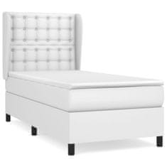 Vidaxl Box spring postelja z vzmetnico bel 90x190 cm umetno usnje