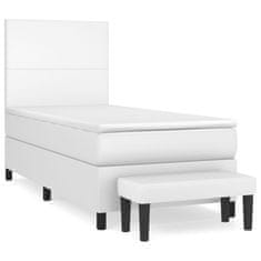 Vidaxl Box spring postelja z vzmetnico bel 100x200 cm umetno usnje