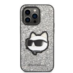 Karl Lagerfeld iphone 14 pro max 6,7" srebrn/srebrni trdi ovitek z bleščicami choupette patch