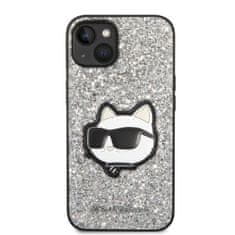 Karl Lagerfeld iphone 14 6,1" srebrn/srebrni trdi ovitek z bleščicami choupette patch