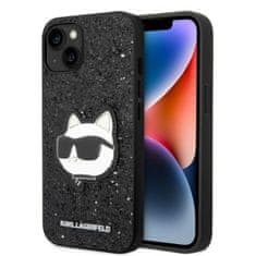 Karl Lagerfeld iphone 14 plus 6,7" črno/črno trdo ohišje gliter choupette patch