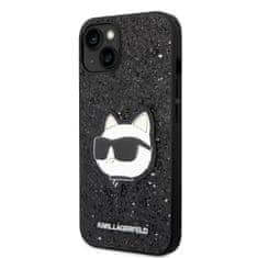 Karl Lagerfeld iphone 14 plus 6,7" črno/črno trdo ohišje gliter choupette patch