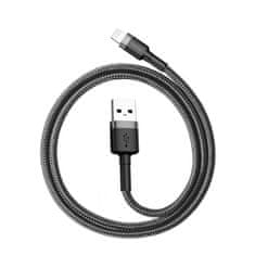 BASEUS Trajni prožni kabel USB Iphone Lightning QC3.0 2.4A 0.5M črno-siv kabel