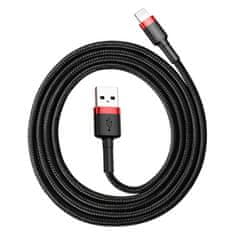 PRO Trajni prožni kabel USB Iphone Lightning QC3.0 2.4A 1M črno-rdeči kabel