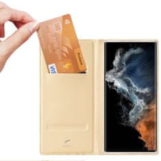 slomart dux ducis skin pro etui za samsung galaxy s23 ultra flip card wallet stand gold