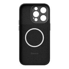 BASEUS zaščitni komplet liquid silica magnetic case in kaljeno steklo za iphone 14 pro max (black)