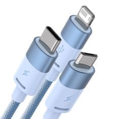 BASEUS Kabel USB 3v1 Baseus serije StarSpeed, USB-C + Micro + Lightning 3,5A, 1,2 m (modri)