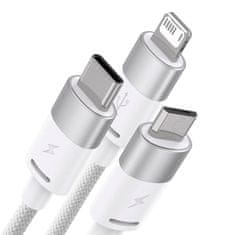 BASEUS Kabel USB 3v1 Baseus serije StarSpeed, USB-C + Micro + Lightning 3,5A, 1,2 m (bel)