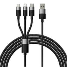 BASEUS kabel usb 3w1 starspeed, usb-c + micro usb + lightning, 3,5a, 1,2m (črn)