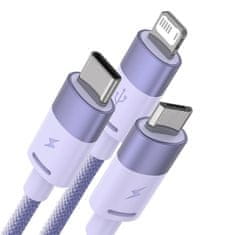 BASEUS kabel usb 3w1 starspeed, usb-c + micro usb + lightning, 3,5a, 1.2m (vijoličen)