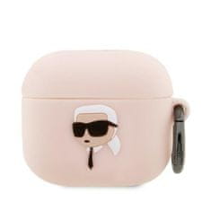 Karl Lagerfeld airpods 3 cover roza/pink silikon karl head 3d