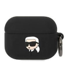 Karl Lagerfeld airpods pro cover črn silikonski karl head 3d