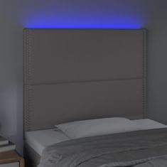 Vidaxl LED posteljno vzglavje sivo 100x5x118/128 cm umetno usnje