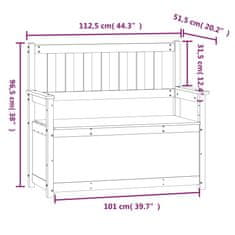 Vidaxl Klop bela 112,5x51,5x96,5 cm trdna borovina