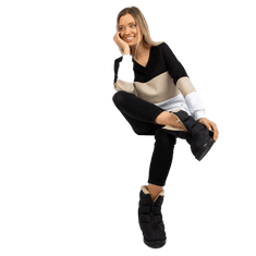 RELEVANCE Ženski pulover z V-izrezom MORA črno-bež RV-BL-8377.89_391613 Univerzalni