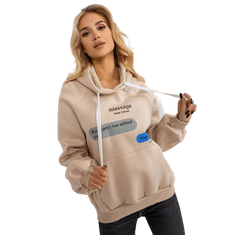 Ex moda Ženski pulover s potiskom in kapuco KENSLEY bež EM-BL-718.39P_392710 Univerzalni