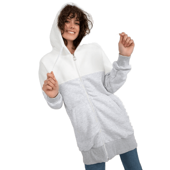 Ex moda Basic ženski pulover z zadrgo IMMA ecru-sive barve EM-BL-762.24X_393221