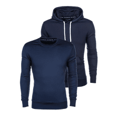 OMBRE Moški pulover BASIC temno moder 2kom MDN120825 XXL