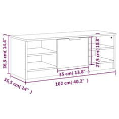 Vidaxl TV omarica bela 102x35,5x36,5 cm konstruiran les