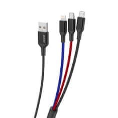 DUDAO kabel 3v1 usb - lightning / usb tipa c / micro usb kabel 5 a 38 cm črn (l10pro)
