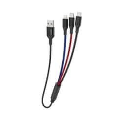 DUDAO kabel 3v1 usb - lightning / usb tipa c / micro usb kabel 5 a 38 cm črn (l10pro)