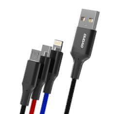 DUDAO kabel 3v1 usb - lightning / usb tipa c / micro usb kabel 5 a 38 cm črn (l10pro)