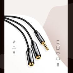 Ugreen Kabel za slušalke razdelilnik 2x AUX 3,5 mm mini jack 25 cm črn