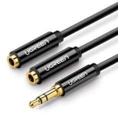 Ugreen Kabel za slušalke razdelilnik 2x AUX 3,5 mm mini jack 25 cm črn