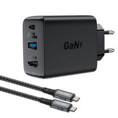 AceFast 2in1 gan 65w usb tip c / usb polnilec, adapter hdmi adapter 4k@60hz (komplet s kablom) črn (a17 black)