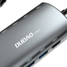 DUDAO 11v1 večnamensko vozlišče usb tip c - usb tip c pd 60 w / hdmi / 3,5 mm mini jack / 1x usb 2.0 / micro sd bralnik kartic / vga / rj45 / 3x usb 3.2 gen 1 siva (a15pro siva)