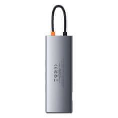 BASEUS metal gleam 9v1 večnamensko vozlišče usb tipa c - 3x usb 3.2 gen 1 5gbps / usb tipa c pd 100w / vga full hd 60hz / hdmi 4k 30hz / bralnik tf in sd kartic / rj45 1gbps siva (cahub-cu0g)